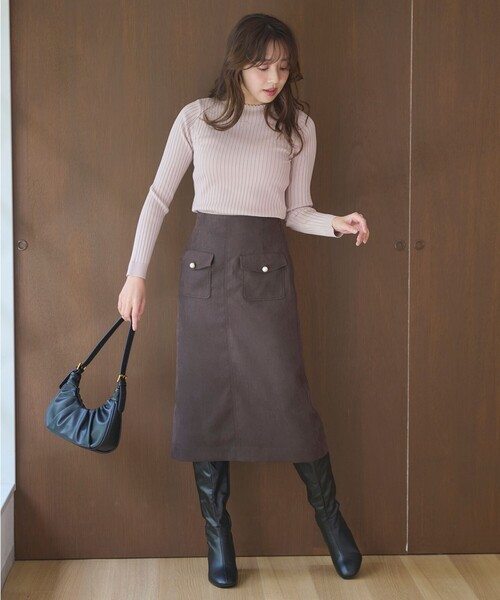 Feroux（フェルゥ）の「【洗える】フラップポケット スカート（スカート・レディース・ピンク系/ダークブラウン系/アイボリー系・1/2）」の14枚目の写真