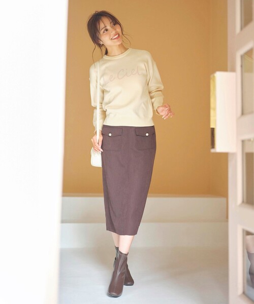 Feroux（フェルゥ）の「【洗える】フラップポケット スカート（スカート・レディース・ピンク系/ダークブラウン系/アイボリー系・1/2）」の12枚目の写真