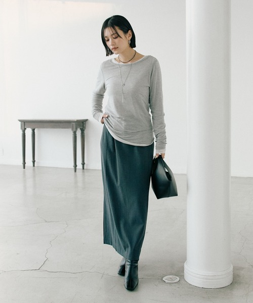 RIVE DROITE（リヴドロワ）の「【リバイバル/やわらかな肌触り】シルクカシミヤブレンドボートT（Tシャツ/カットソー・レディース・ホワイト/ブラック/グレー・FREE）」の4枚目の写真