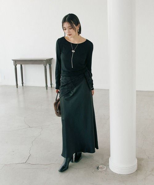 RIVE DROITE（リヴドロワ）の「【リバイバル/やわらかな肌触り】シルクカシミヤブレンドボートT（Tシャツ/カットソー・レディース・ホワイト/ブラック/グレー・FREE）」の8枚目の写真