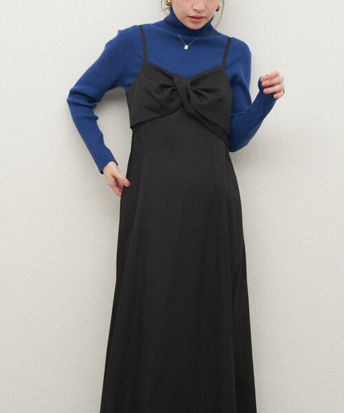natural couture（ナチュラルクチュール）の「osonoねじりリボンキャミワンピース（ワンピース・レディース・サックスブルー/ブラック/モカ・MEDIUM/LARGE）」の14枚目の写真
