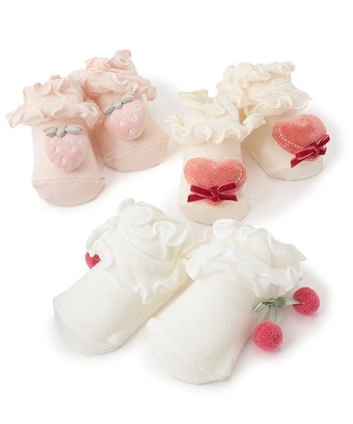 petit main（プティマイン）の「アソートモチーフカップソックス（ベビーシューズ/ベビーソックス・キッズ・アイボリー/ライトピンク/オフホワイト・9-11cm/11-13cm）」の12枚目の写真