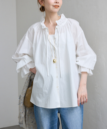 トップス SLOBE IENA  crinkle ribbon blouse CC- セール】【crinkle crinkle crinkle】 FRILL COLLERシャツ
