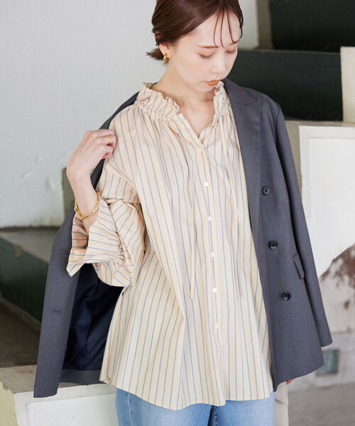 SLOBE IENA(スローブイエナ)の「《追加》タイプライターフリルカラーブラウス(シャツ/ブラウス・レディース・ホワイト/ベージュ・FREE)」の20枚目の写真
