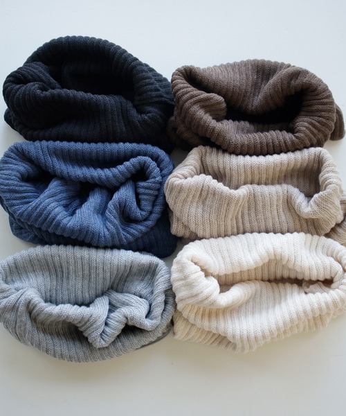 ciel serein（シエルスラン）の「肌側シルク＆表側コットン二重編み ネックウォーマー（ネックウォーマー/スヌード・レディース・インディゴブルー/ベージュ系/ブラウン/杢グレー/チャコール/ベージュ・FREE）」の7枚目の写真