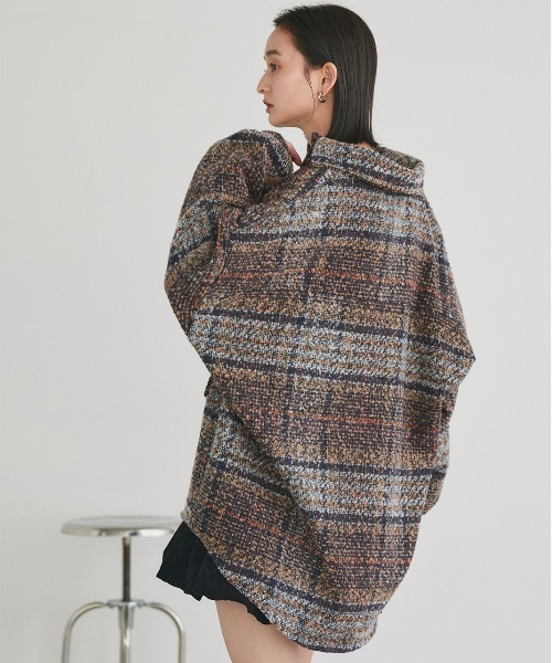 ad thie(アドティエ)の「ビッグシルエット チェックジャケット(シャツ/ブラウス・レディース・グレー/ピンク/ブラウン/ネイビー・FREE)」の9枚目の写真