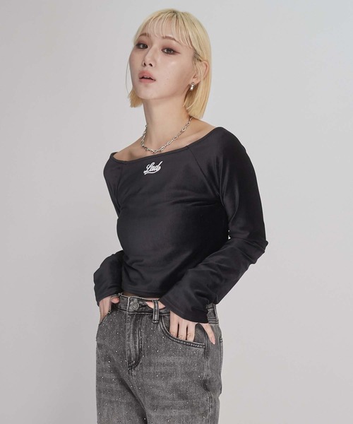 ENVYM(アンビー)の「ラグランベロアトップス(Tシャツ/カットソー・レディース・ブラック/ブラウン/ブルー・FREE)」の11枚目の写真