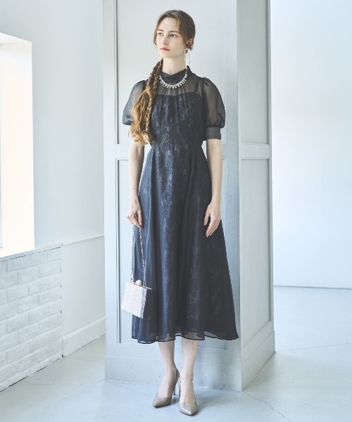 ブルーグラデーションアシンメトリースリップドレス&オーガンジーストールセット ブルーグラデーションアシンメトリースリップドレス