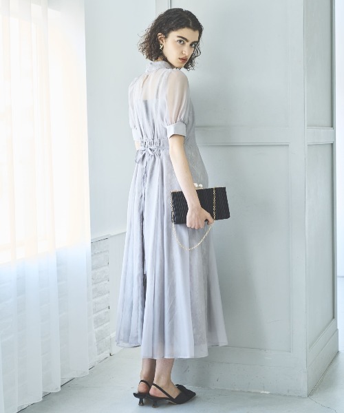 AND COUTURE(アンドクチュール)の「オーガンジー×レースドレス(ドレス・レディース・ライトグレー/ブラック/ネイビー/ベージュ・FREE)」の12枚目の写真