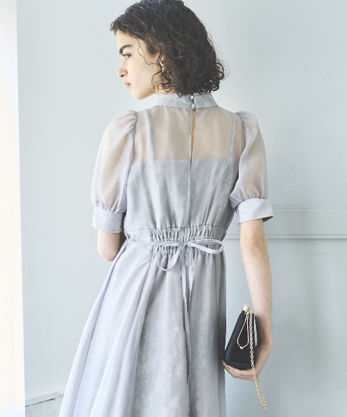 AND COUTURE(アンドクチュール)の「オーガンジー×レースドレス(ドレス・レディース・ライトグレー/ブラック/ネイビー/ベージュ・FREE)」の14枚目の写真