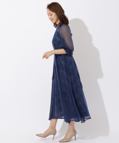 AND COUTURE(アンドクチュール)の「オーガンジー×レースドレス(ドレス・レディース・ライトグレー/ブラック/ネイビー/ベージュ・FREE)」の16枚目の写真