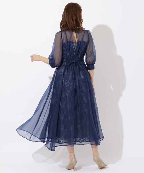 AND COUTURE(アンドクチュール)の「オーガンジー×レースドレス(ドレス・レディース・ライトグレー/ブラック/ネイビー/ベージュ・FREE)」の17枚目の写真