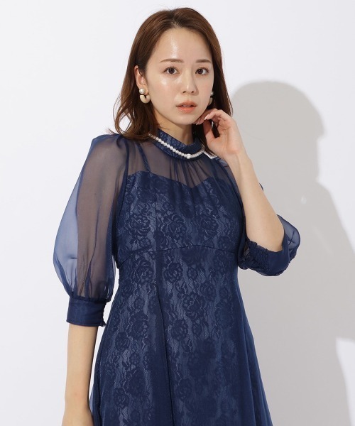 AND COUTURE(アンドクチュール)の「オーガンジー×レースドレス(ドレス・レディース・ライトグレー/ブラック/ネイビー/ベージュ・FREE)」の18枚目の写真