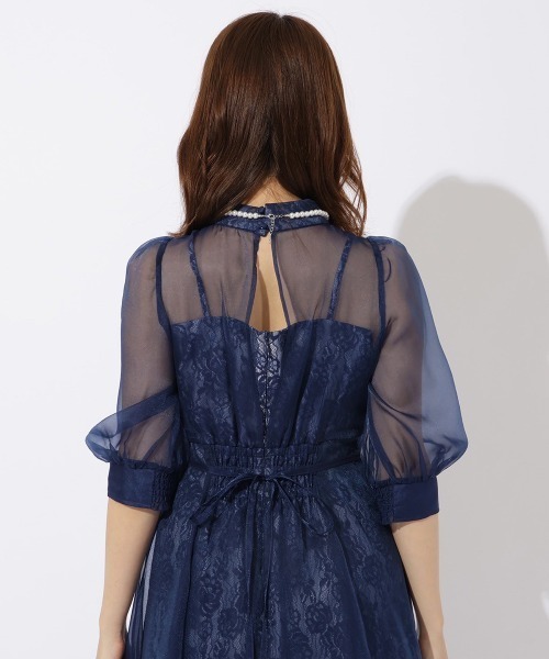 AND COUTURE(アンドクチュール)の「オーガンジー×レースドレス(ドレス・レディース・ライトグレー/ブラック/ネイビー/ベージュ・FREE)」の19枚目の写真