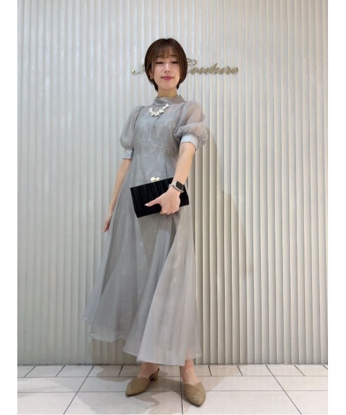 AND COUTURE(アンドクチュール)の「オーガンジー×レースドレス(ドレス・レディース・ライトグレー/ブラック/ネイビー/ベージュ・FREE)」の15枚目の写真