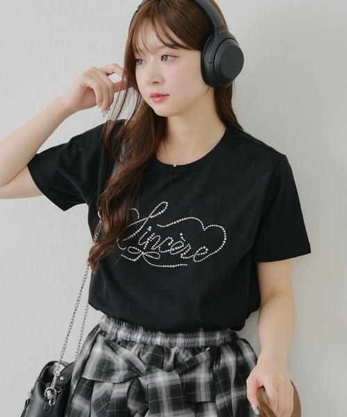 Another Branch olive des olive（アナザーブランチオリーブデオリーブ）の「キラキラロゴTシャツ（Tシャツ/カットソー・レディース・ブラック/オフホワイト・FREE）」の2枚目の写真