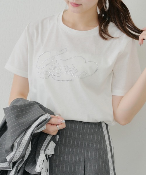 Another Branch olive des olive（アナザーブランチオリーブデオリーブ）の「キラキラロゴTシャツ（Tシャツ/カットソー・レディース・ブラック/オフホワイト・FREE）」の3枚目の写真