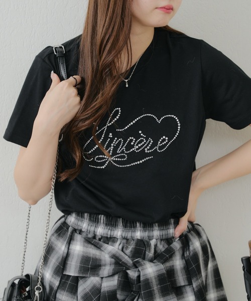Another Branch olive des olive（アナザーブランチオリーブデオリーブ）の「キラキラロゴTシャツ（Tシャツ/カットソー・レディース・ブラック/オフホワイト・FREE）」の6枚目の写真