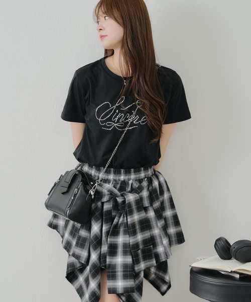 Another Branch olive des olive（アナザーブランチオリーブデオリーブ）の「キラキラロゴTシャツ（Tシャツ/カットソー・レディース・ブラック/オフホワイト・FREE）」の5枚目の写真