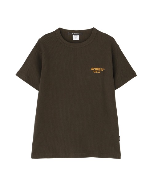 AVIREX（アヴィレックス）の「MINI WAFFLE T-SHIRT / ミニワッフル 半袖Tシャツ / AVIREX / アヴィレックス（Tシャツ/カットソー・メンズ・オリーブ/ホワイト/ブラック/チャコール・LARGE/MEDIUM/SMALL/X-LARGE）」の12枚目の写真