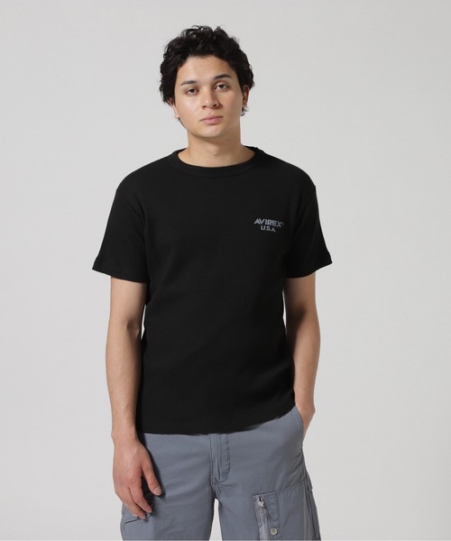 AVIREX（アヴィレックス）の「MINI WAFFLE T-SHIRT / ミニワッフル 半袖Tシャツ / AVIREX / アヴィレックス（Tシャツ/カットソー・メンズ・オリーブ/ホワイト/ブラック/チャコール・LARGE/MEDIUM/SMALL/X-LARGE）」の22枚目の写真