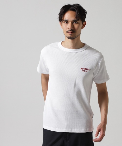 AVIREX（アヴィレックス）の「MINI WAFFLE T-SHIRT / ミニワッフル 半袖Tシャツ / AVIREX / アヴィレックス（Tシャツ/カットソー・メンズ・オリーブ/ホワイト/ブラック/チャコール・LARGE/MEDIUM/SMALL/X-LARGE）」の18枚目の写真