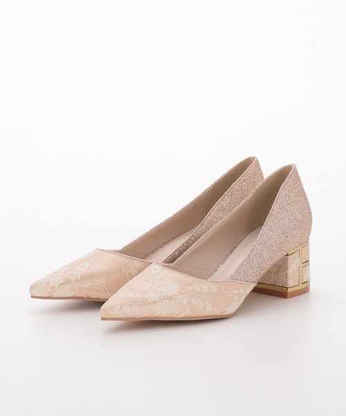 haremode（ハレモード）の「結婚式 お呼ばれ 謝恩会 成人式 対応 レース チャンキー 5cmヒール  ポインテッドトゥ オケージョン パーティー  パンプス（パンプス・レディース・ベージュ/ブラック/シルバー・22.5cm/23cm/23.5cm/24cm/24.5cm）」の10枚目の写真