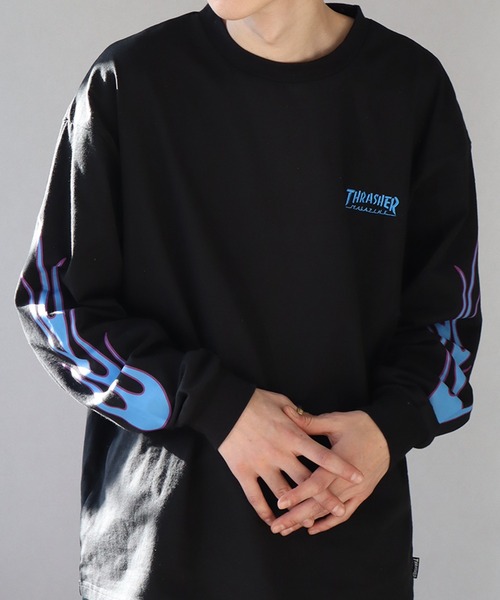 THRASHER（スラッシャー）の「【THRASHER/スラッシャー】THRASHER Sleeve design print L/S Tee/スリーブデザインプリント ロングスリーブTシャツ（Tシャツ/カットソー・メンズ・ブラック/ホワイト系1/アッシュグレー/ブラック系1/グレー系1/ホワイト・L/XL/M）」の4枚目の写真