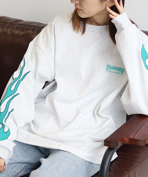THRASHER（スラッシャー）の「【THRASHER/スラッシャー】THRASHER Sleeve design print L/S Tee/スリーブデザインプリント ロングスリーブTシャツ（Tシャツ/カットソー・メンズ・ブラック/ホワイト系1/アッシュグレー/ブラック系1/グレー系1/ホワイト・L/XL/M）」の6枚目の写真