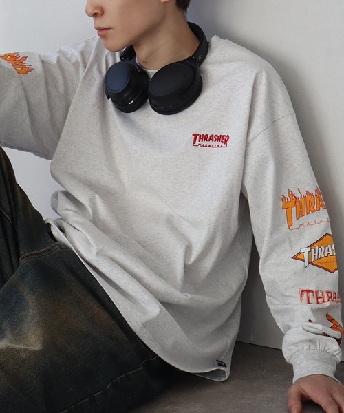 THRASHER（スラッシャー）の「【THRASHER/スラッシャー】THRASHER Sleeve design print L/S Tee/スリーブデザインプリント ロングスリーブTシャツ（Tシャツ/カットソー・メンズ・ブラック/ホワイト系1/アッシュグレー/ブラック系1/グレー系1/ホワイト・L/XL/M）」の5枚目の写真