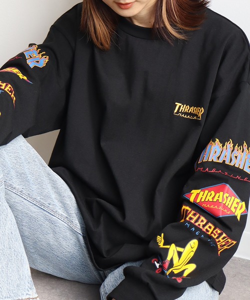 THRASHER（スラッシャー）の「【THRASHER/スラッシャー】THRASHER Sleeve design print L/S Tee/スリーブデザインプリント ロングスリーブTシャツ（Tシャツ/カットソー・メンズ・ブラック/ホワイト系1/アッシュグレー/ブラック系1/グレー系1/ホワイト・L/XL/M）」の3枚目の写真