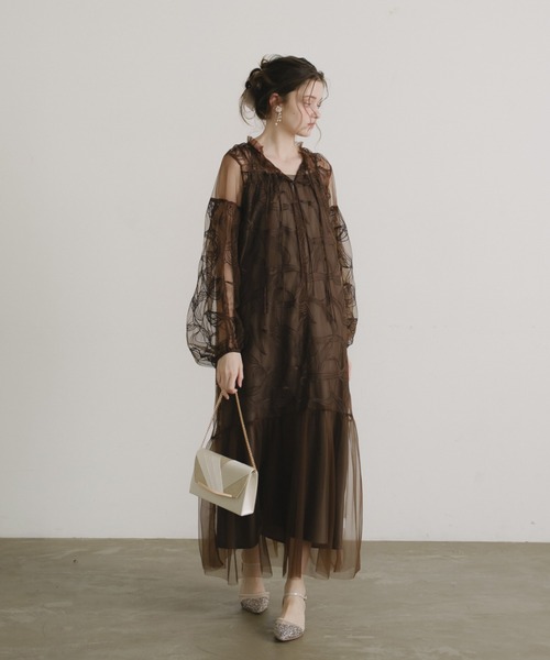 リボン刺繍ギャザードレス（ドレス）｜Dorry Doll（ドリードール）の