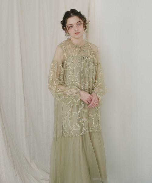 リボン刺繍ギャザードレス（ドレス）｜Dorry Doll（ドリードール）の