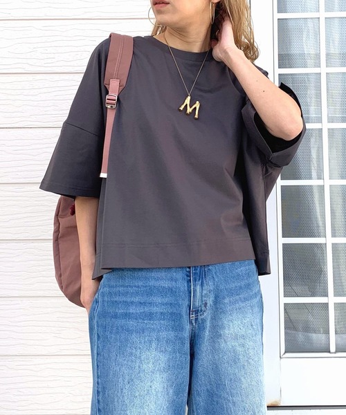 Q(キュー)の「ドライタッチコットンT(Tシャツ/カットソー・レディース・ライム/ホワイト/チャコールグレー・MEDIUM)」の3枚目の写真