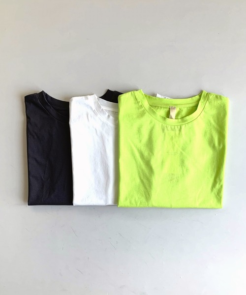 Q(キュー)の「ドライタッチコットンT(Tシャツ/カットソー・レディース・ライム/ホワイト/チャコールグレー・MEDIUM)」の4枚目の写真