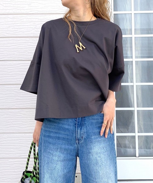 Q(キュー)の「ドライタッチコットンT(Tシャツ/カットソー・レディース・ライム/ホワイト/チャコールグレー・MEDIUM)」の16枚目の写真