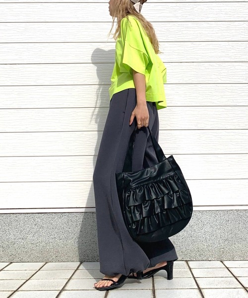 Q(キュー)の「ドライタッチコットンT(Tシャツ/カットソー・レディース・ライム/ホワイト/チャコールグレー・MEDIUM)」の20枚目の写真