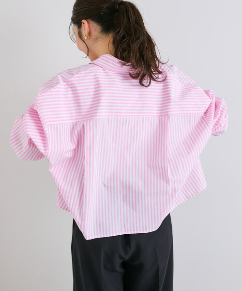La boutique BonBon（ラブティックボンボン）の「【ベストセラー・miki監修カラーあり】ストライプクロップドシャツ（シャツ/ブラウス・レディース・ネイビー/サックスブルー/ピンク/ブルー/ブルー系その他/ブルー系その他5/ピンク系その他・FREE）」の17枚目の写真