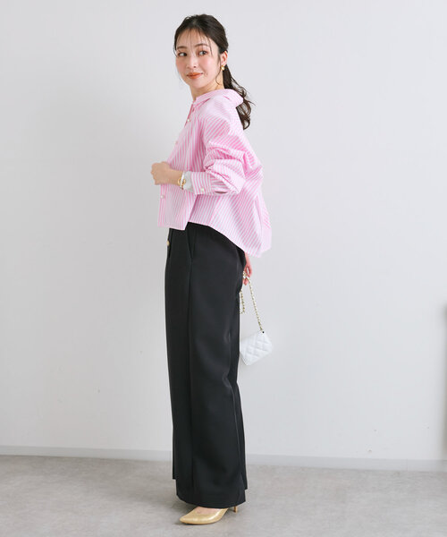 La boutique BonBon（ラブティックボンボン）の「【ベストセラー・miki監修カラーあり】ストライプクロップドシャツ（シャツ/ブラウス・レディース・ネイビー/サックスブルー/ピンク/ブルー/ブルー系その他/ブルー系その他5/ピンク系その他・FREE）」の20枚目の写真