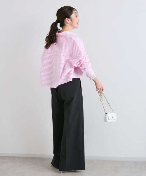 La boutique BonBon（ラブティックボンボン）の「【ベストセラー・miki監修カラーあり】ストライプクロップドシャツ（シャツ/ブラウス・レディース・ネイビー/サックスブルー/ピンク/ブルー/ブルー系その他/ブルー系その他5/ピンク系その他・FREE）」の21枚目の写真