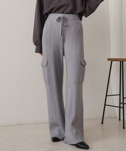 Bou Jeloud(ブージュルード)の「ニットカーゴパンツ(カーゴパンツ・レディース・グレー/ブラック/ベージュ・FREE)」の3枚目の写真