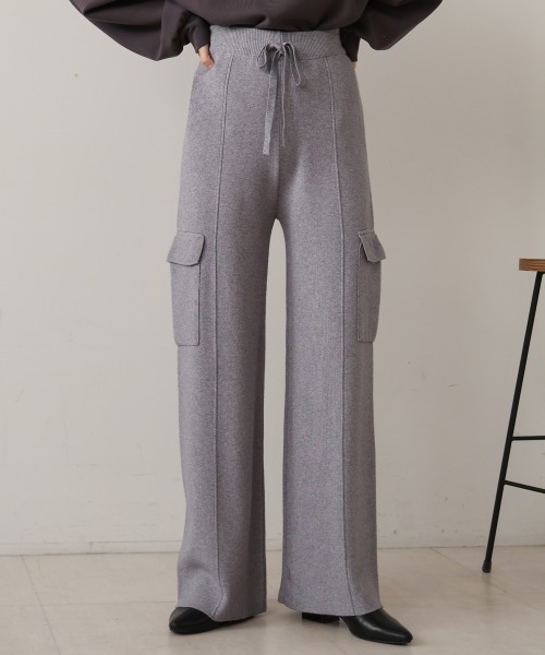 Bou Jeloud(ブージュルード)の「ニットカーゴパンツ(カーゴパンツ・レディース・グレー/ブラック/ベージュ・FREE)」の6枚目の写真