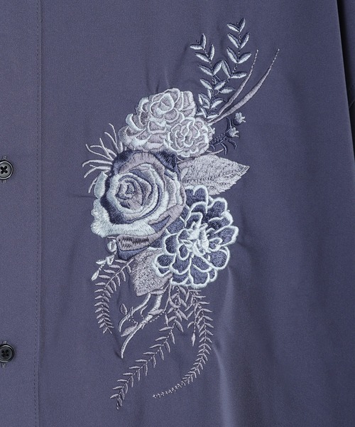 WESTSEA(ウエストシー)の「薔薇刺繍 とろみ 長袖シャツ(シャツ/ブラウス・メンズ・ホワイト/ブラック/ブルー・M/L)」の4枚目の写真
