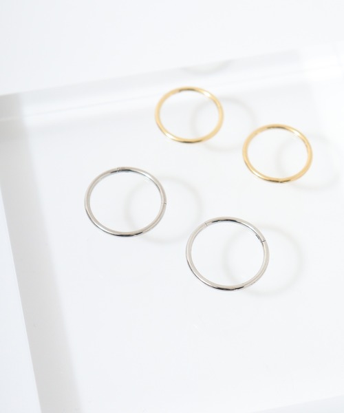 blancotokyo(ブランコトウキョウ)の「blancotokyo 2点セット 日本製 金属アレルギー対策 サージカル ステンレス 316L キャッチレス フープピアス 男女兼用(ピアス(両耳用)・レディース・ゴールド/ピンクゴールド/シルバー・XS/S/M)」の2枚目の写真