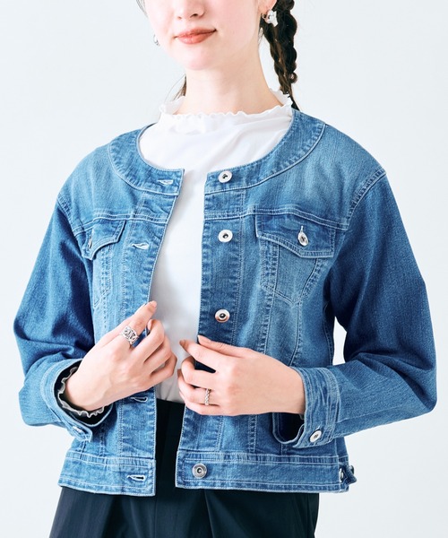 Rose Tiara(ローズティアラ)の「ドロップショルダーデニムジャケット(デニムジャケット・レディース・ネイビー・46/38/42)」の5枚目の写真