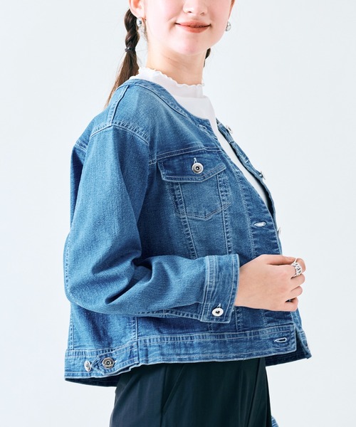 Rose Tiara(ローズティアラ)の「ドロップショルダーデニムジャケット(デニムジャケット・レディース・ネイビー・46/38/42)」の6枚目の写真