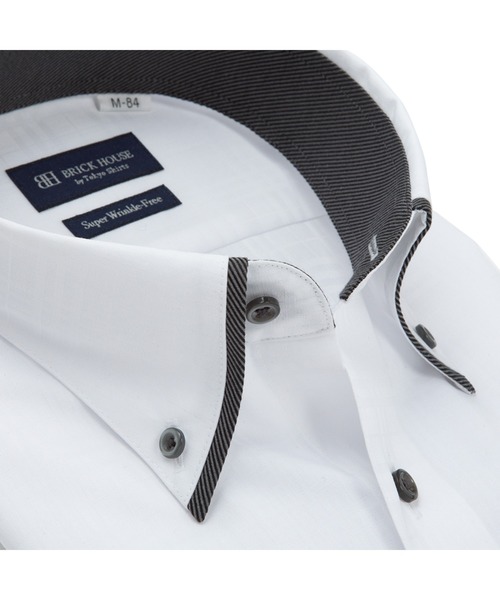 TOKYO SHIRTS(トウキョウシャツ)の「超形態安定ノーアイロン ボタンダウン 長袖ビジネスワイシャツ(ビジネスシャツ・メンズ・ホワイト・首回り37cm-裄丈80cm/首回り39cm-裄丈80cm/首回り39cm-裄丈84cm/首回り41cm-裄丈82cm/首回り41cm-裄丈86cm/首回り42cm-裄丈82cm/首回り42cm-裄丈86cm/首回り43cm-裄丈82cm/首回り43cm-裄丈86cm/首回り37cm-裄丈84cm)」の2枚目の写真