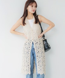 coca（coca） | 【WEB限定セール】カギ編みロングベスト(ベスト)