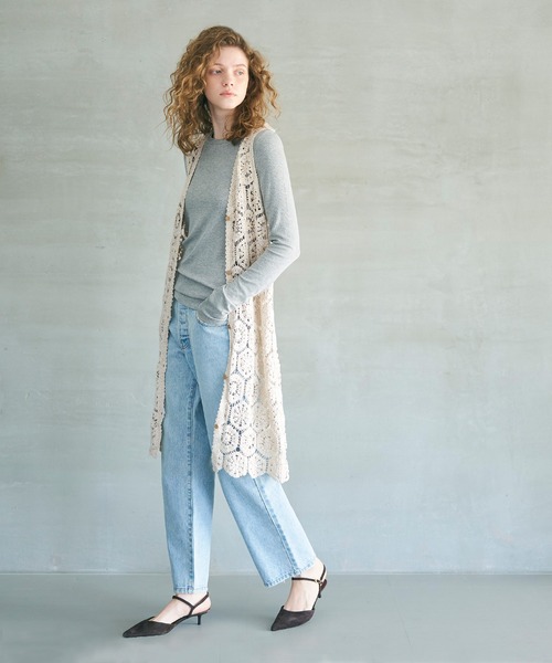 coca（coca）（コカ）の「【WEB限定セール】カギ編みロングベスト（ベスト・レディース・アイボリー・ONE SIZE）」の9枚目の写真