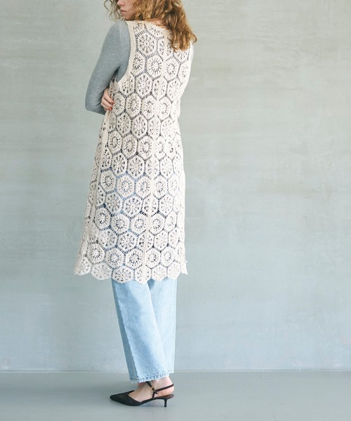 coca（coca）（コカ）の「【WEB限定セール】カギ編みロングベスト（ベスト・レディース・アイボリー・ONE SIZE）」の13枚目の写真